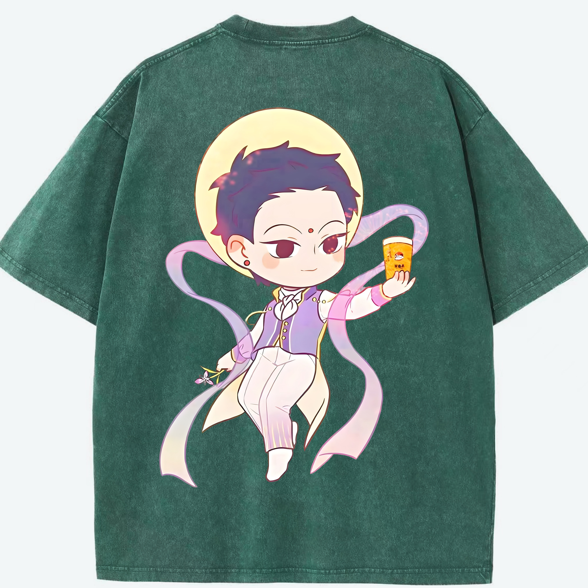 （画像用） Ne Zha 2 ナタ 魔童の大暴れ 綿100% ヴィンテージ風 半袖Tシャツ（背面プリント）